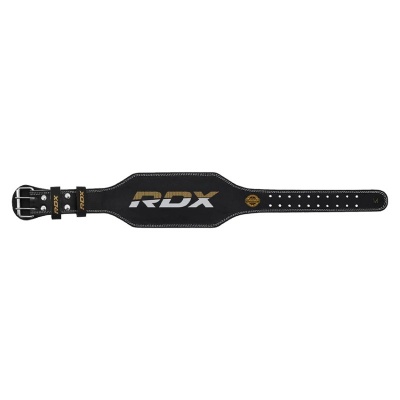 RDX Sports 4'' Leather Weightlifting Belt (Black/Gold)